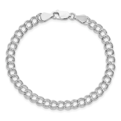 Sterling Silver Amore La Vita Rhodium-Plated Polished 5.25mm 8 Inch Open Link With Lobster Clasp Charm Bracelet