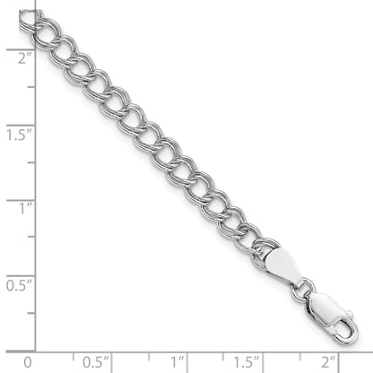 Sterling Silver Amore La Vita Rhodium-Plated Polished 5.25mm 8 Inch Open Link With Lobster Clasp Charm Bracelet