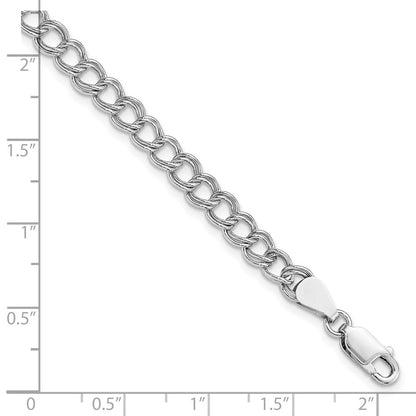 Sterling Silver Amore La Vita Rhodium-Plated Polished 5.25mm 8 Inch Open Link With Lobster Clasp Charm Bracelet
