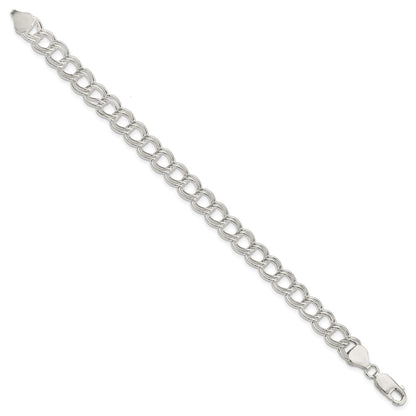 8 Inch Sterling Silver 7.75mm Solid Double Link Charm Bracelet