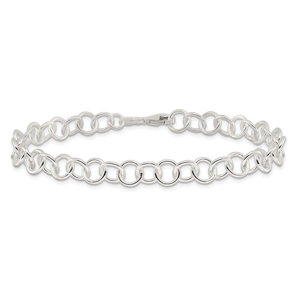 Sterling Silver 9Inch Polished Fancy Link Anklet