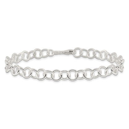 Sterling Silver 9Inch Polished Fancy Link Anklet