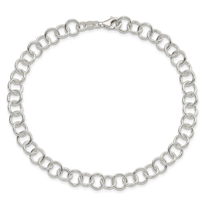 Sterling Silver 9Inch Polished Fancy Link Anklet