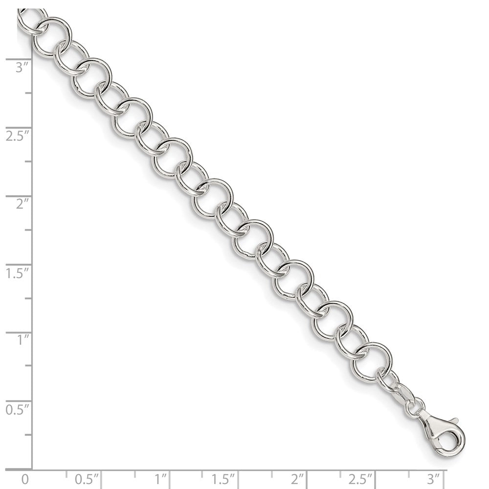 Sterling Silver 9Inch Polished Fancy Link Anklet