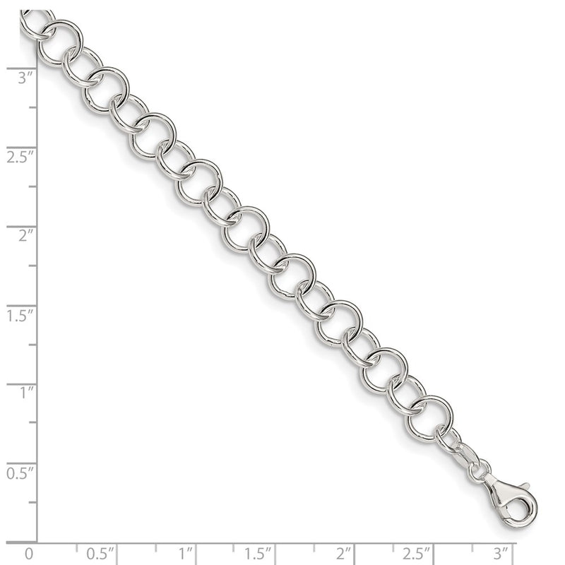 Sterling Silver 9Inch Polished Fancy Link Anklet