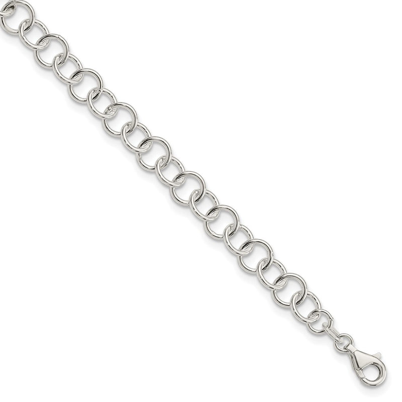 Sterling Silver 10Inch Polished Fancy Link Anklet