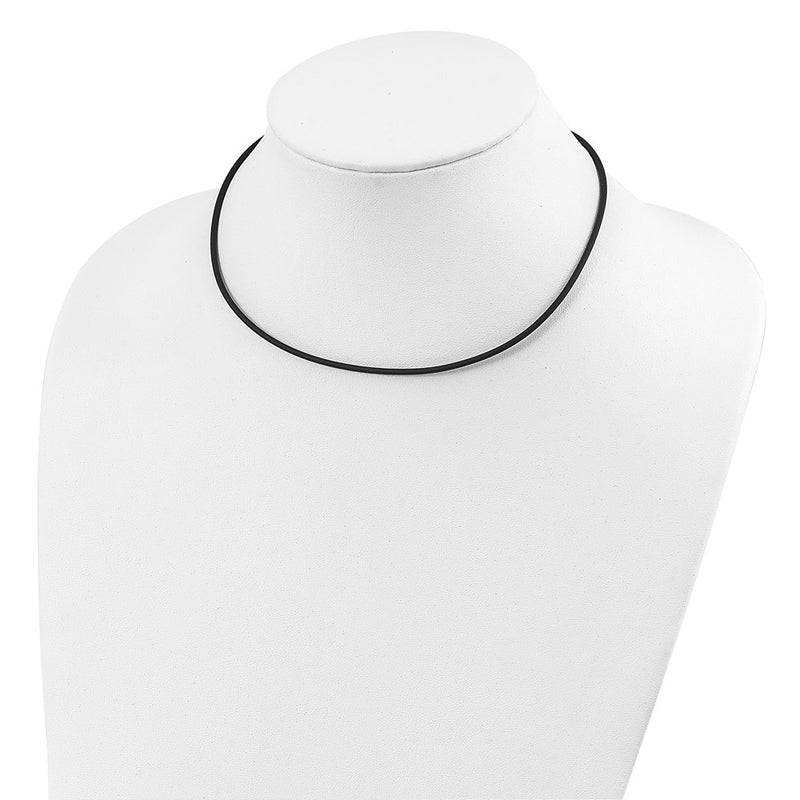 Sterling Silver 20Inch 2mm Black Rubber Cord Necklace