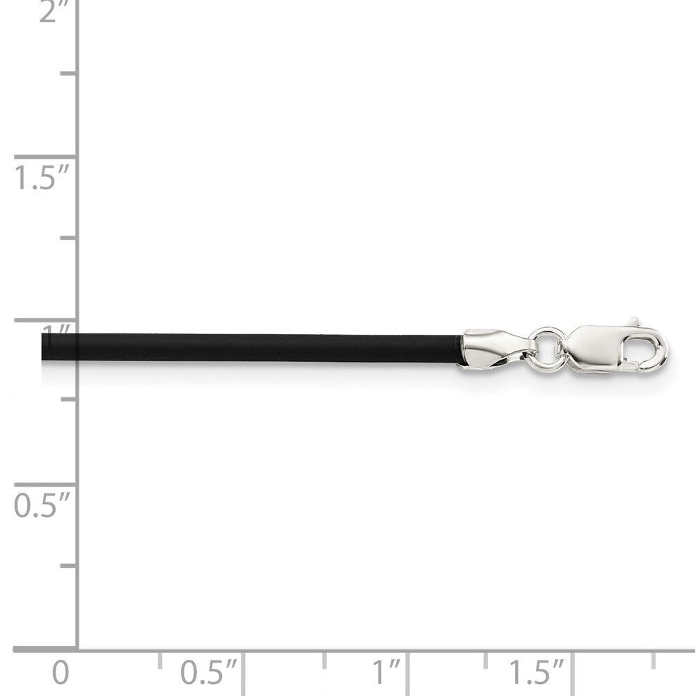 Sterling Silver 18Inch 2mm Black Rubber Cord Necklace