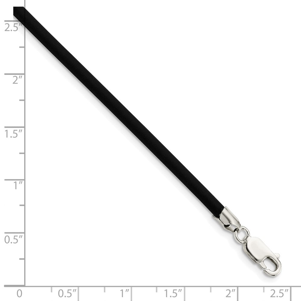 Sterling Silver 20Inch 3mm Black Rubber Cord Necklace