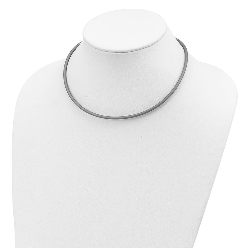 Sterling Silver 16Inch 3mm Metallic Rubber Cord Necklace
