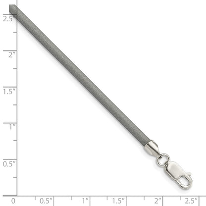 Sterling Silver 18Inch 3mm Metallic Rubber Cord Necklace