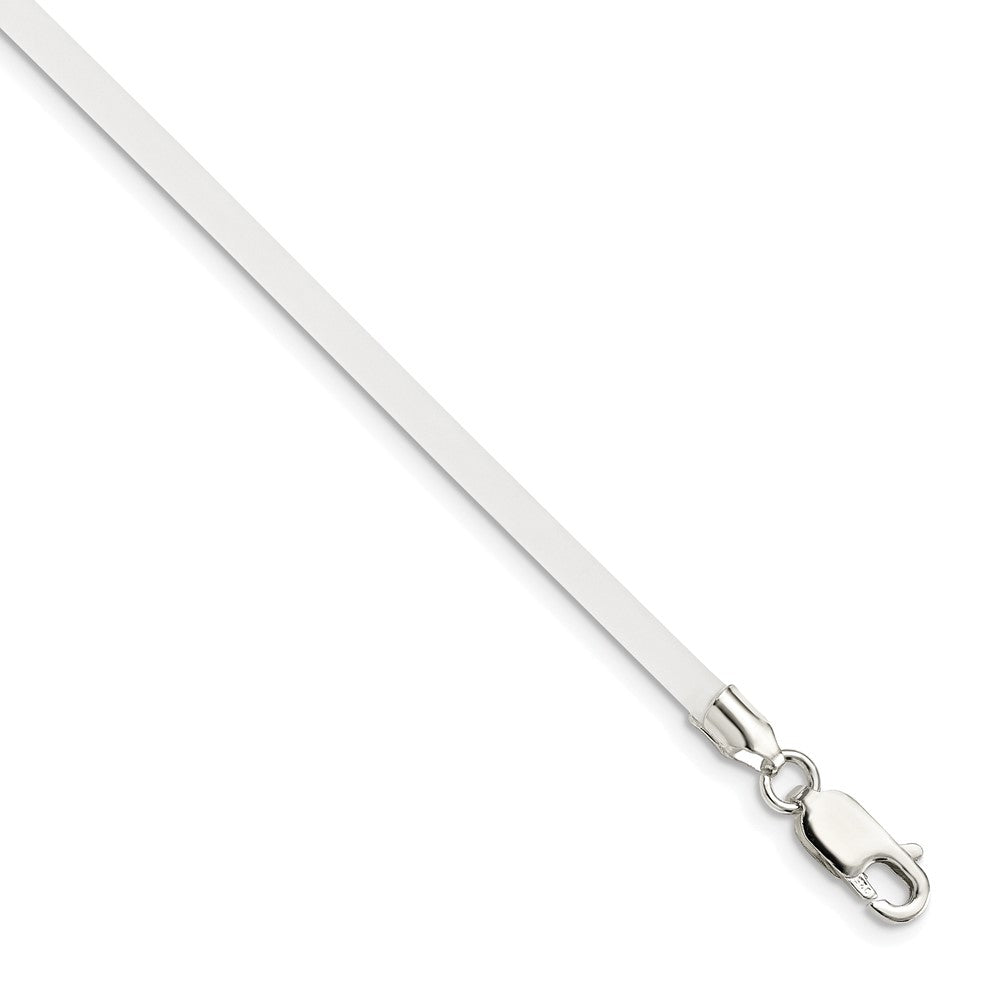 Sterling Silver 18Inch 3mm Frosted Clear Rubber Cord Necklace