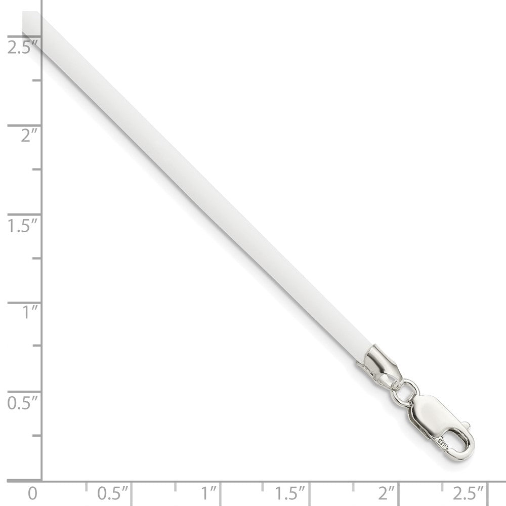 Sterling Silver 16Inch 3mm White Rubber Cord Necklace