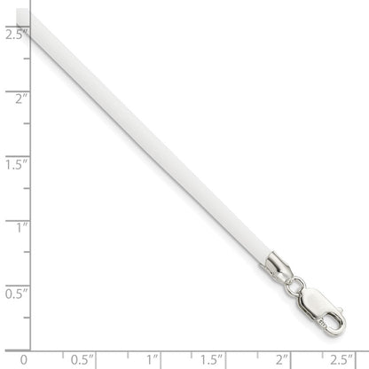 Sterling Silver 16Inch 3mm White Rubber Cord Necklace