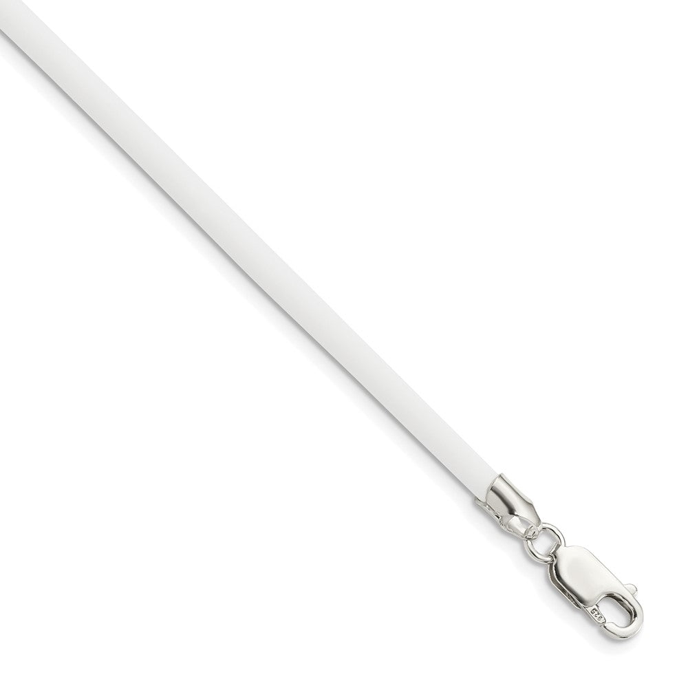 Sterling Silver 16Inch 3mm White Rubber Cord Necklace