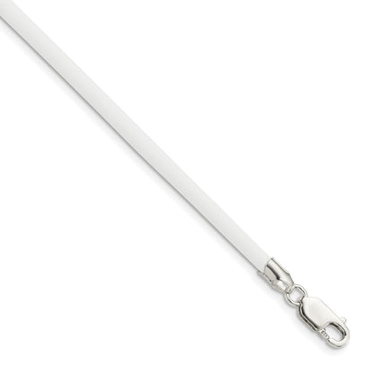 Sterling Silver 16Inch 3mm White Rubber Cord Necklace