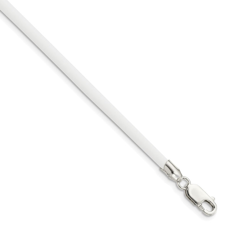 Sterling Silver 16Inch 3mm White Rubber Cord Necklace