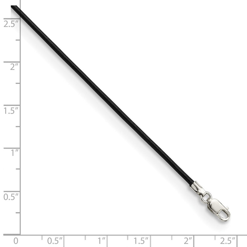 Sterling Silver 18Inch 1.5mm Black Leather Cord Necklace