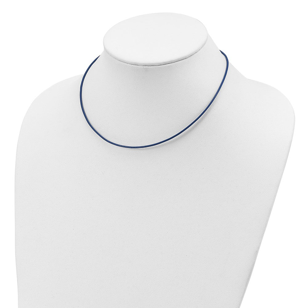 Sterling Silver 18Inch 1.5mm Royal Blue Leather Cord Necklace