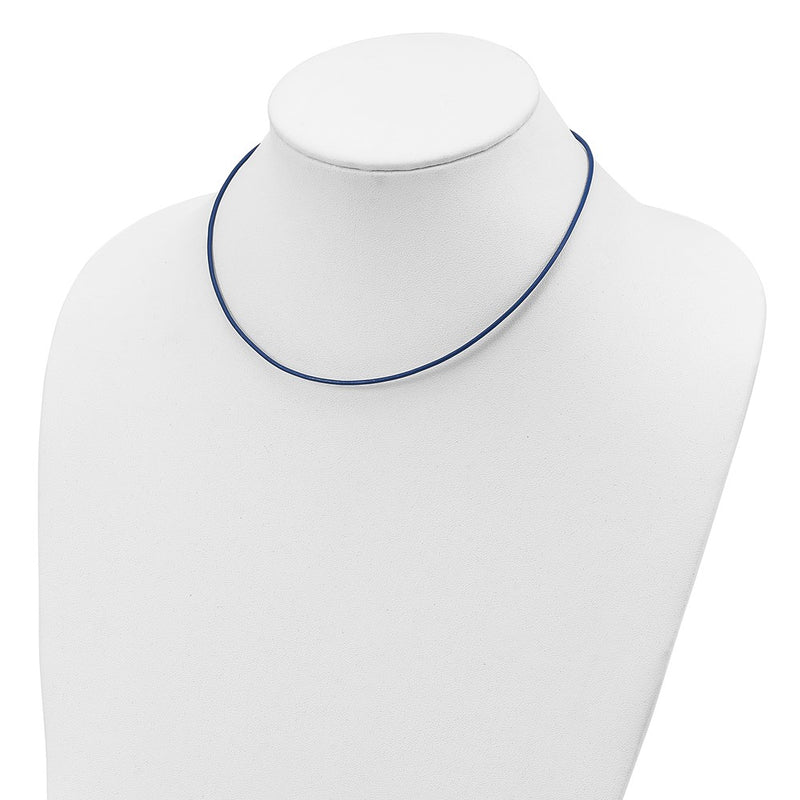 Sterling Silver 16Inch 1.5mm Royal Blue Leather Cord Necklace