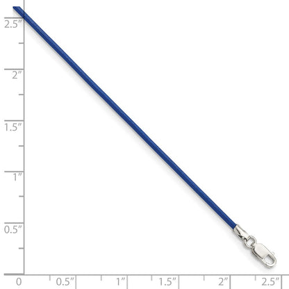 Sterling Silver 16Inch 1.5mm Royal Blue Leather Cord Necklace