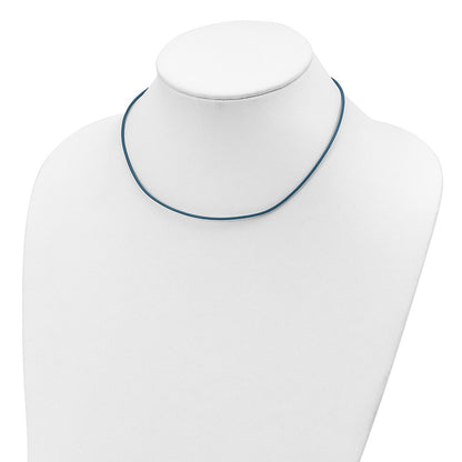 Sterling Silver 16Inch 1.5mm Cornflower Leather Cord Necklace