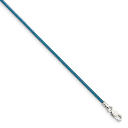 Sterling Silver 18Inch 1.5mm Cornflower Leather Cord Necklace