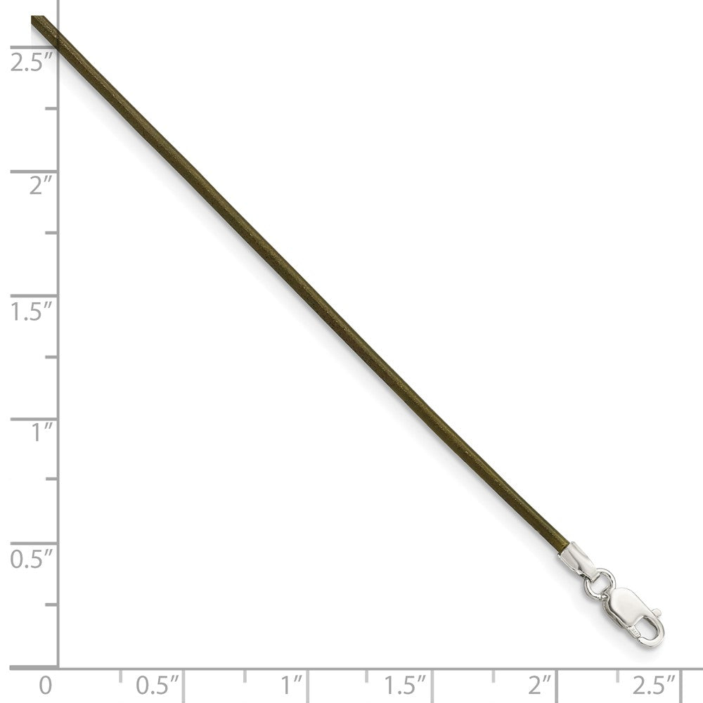 Sterling Silver 18Inch 1.5mm Olive Leather Cord Necklace