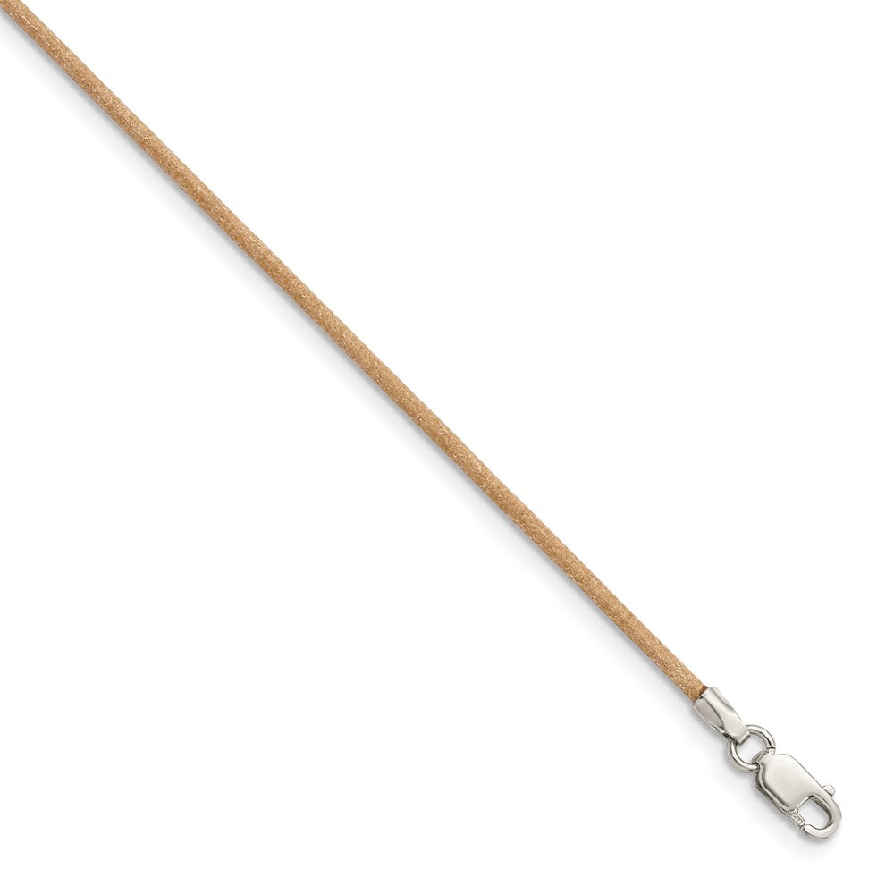 Sterling Silver 18Inch 1.5mm Natural Leather Cord Necklace