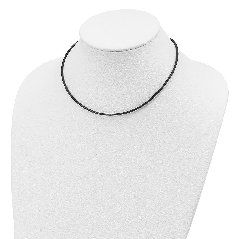 Sterling Silver 18Inch 2mm Black Leather Cord Necklace