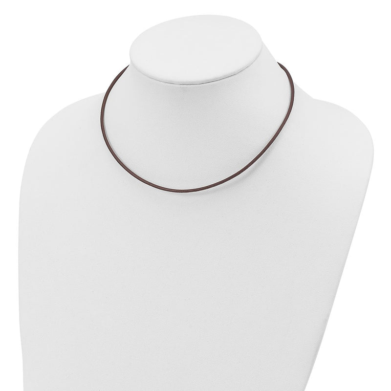 Sterling Silver 18Inch 2mm Brown Leather Cord Necklace