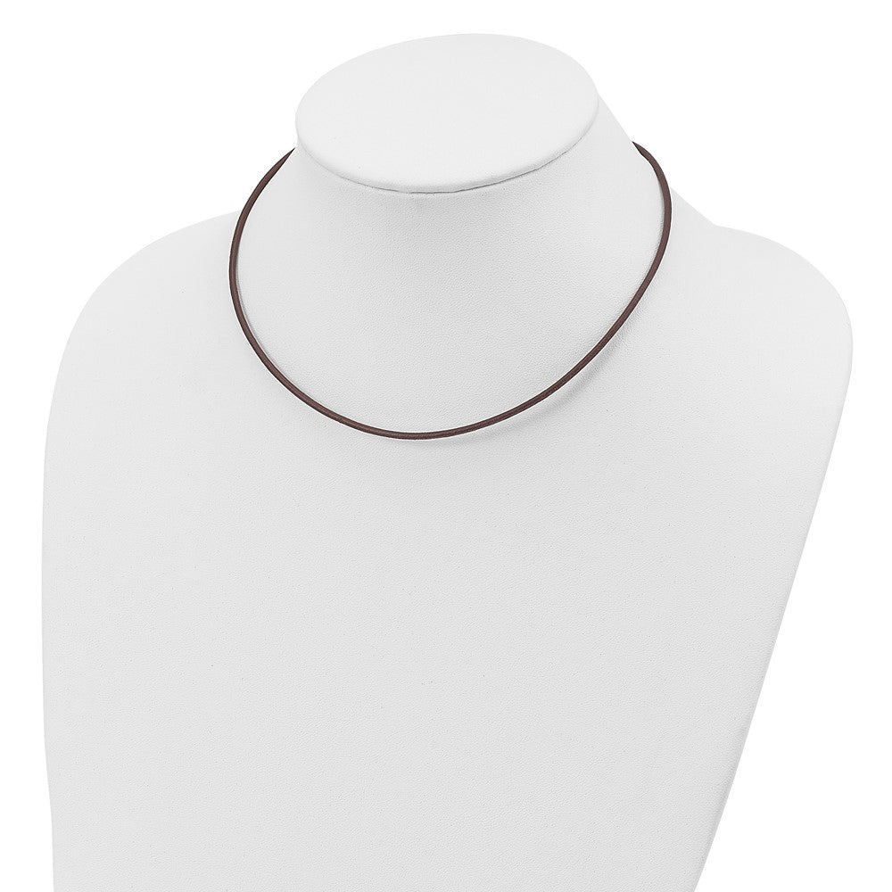 Sterling Silver 20Inch 2mm Brown Leather Cord Necklace