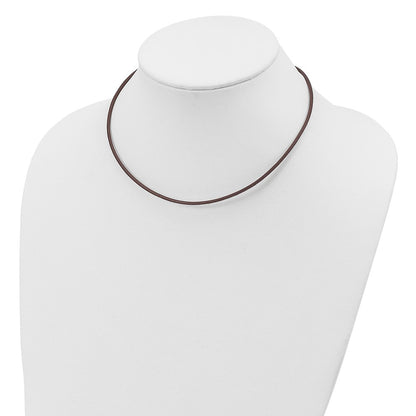 Sterling Silver 20Inch 2mm Brown Leather Cord Necklace