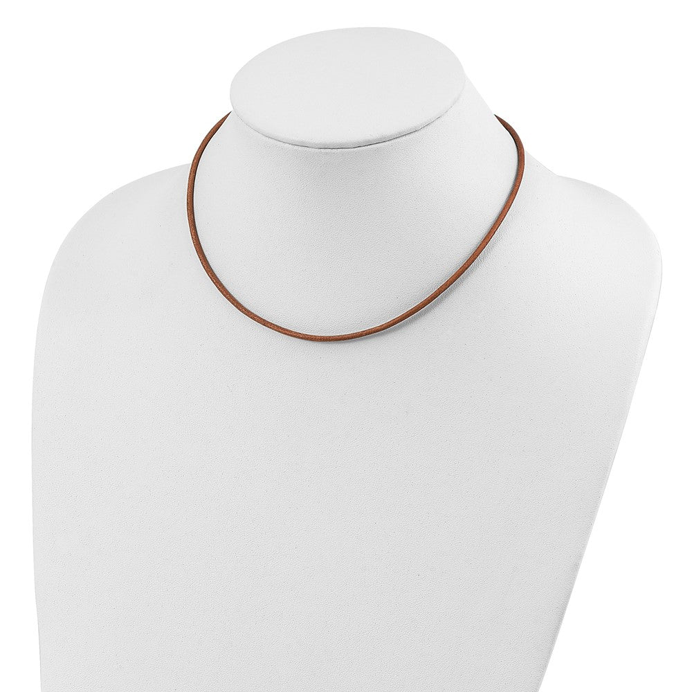Sterling Silver 18Inch 2mm Natural Leather Cord Necklace
