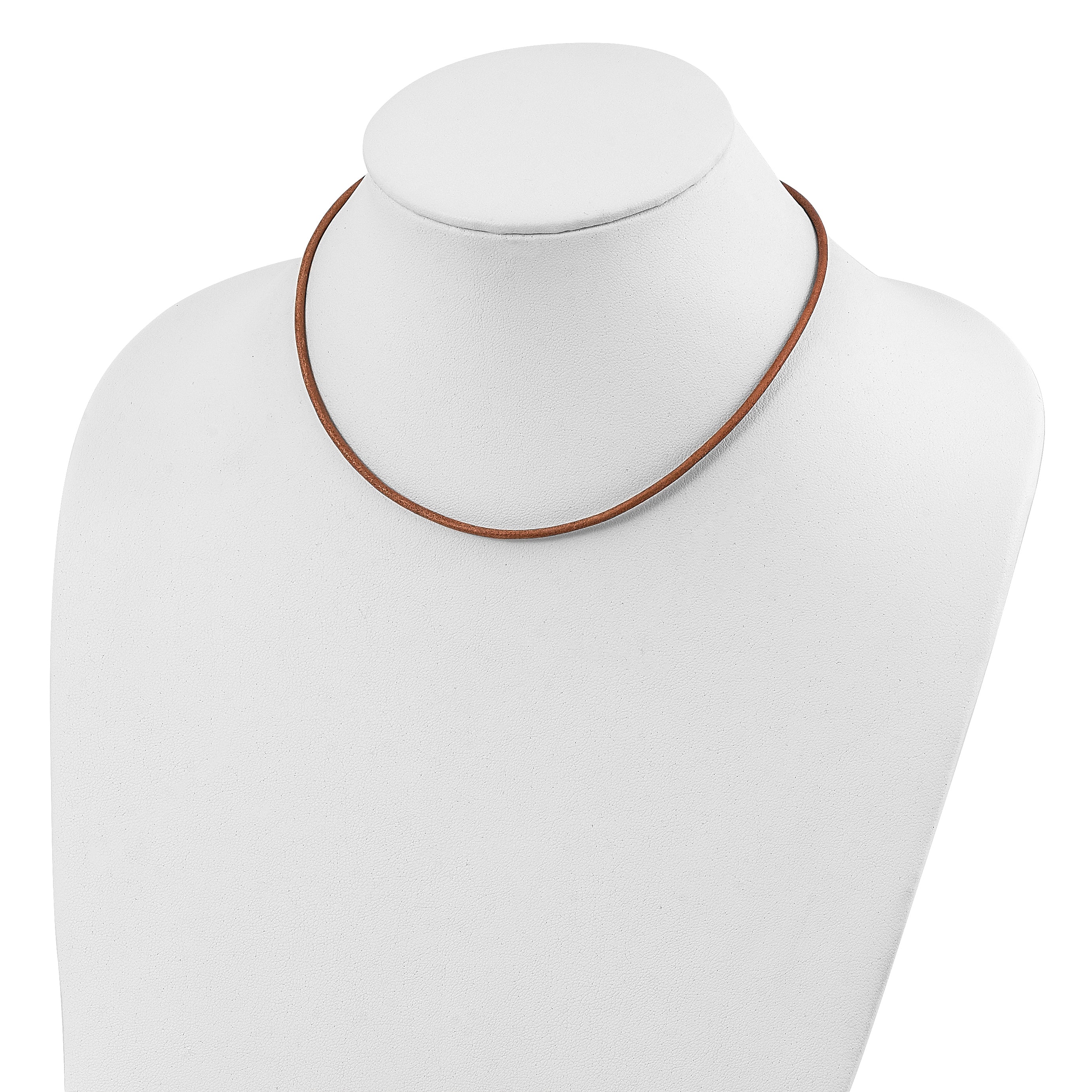 Sterling Silver 20Inch 2mm Natural Leather Cord Necklace