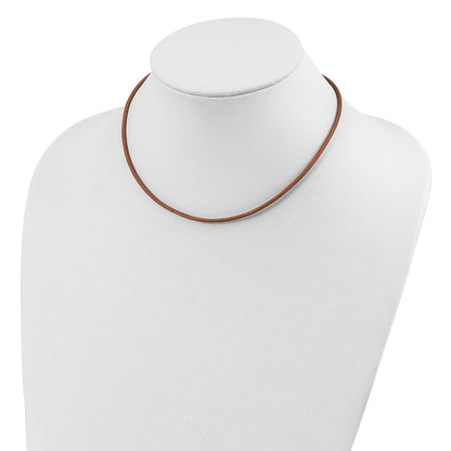 Sterling Silver 20Inch 2mm Natural Leather Cord Necklace