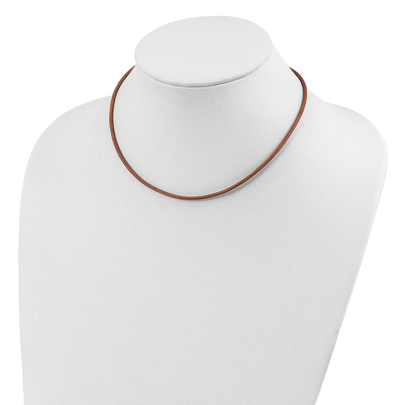 Sterling Silver 20Inch 2mm Natural Leather Cord Necklace