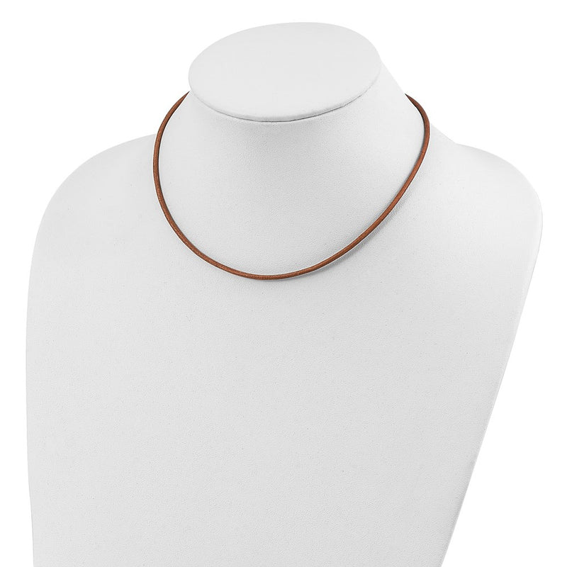 Sterling Silver 16Inch 2mm Natural Leather Cord Necklace
