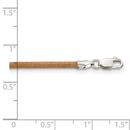 Sterling Silver 20Inch 2mm Natural Leather Cord Necklace