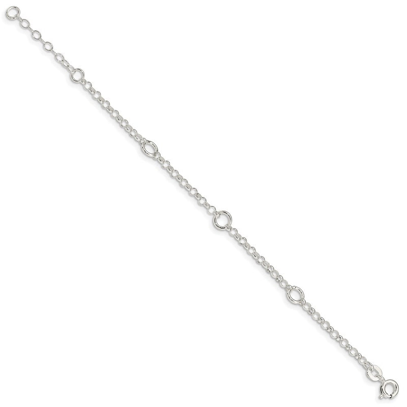 6 Inch Sterling Silver Polished Fancy Rolo Chain Children'S Bracelet