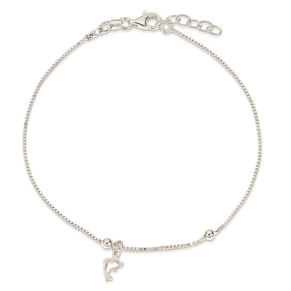 9 Inch Sterling Silver Box Chain 9In Plus 1In Dolphin Anklet