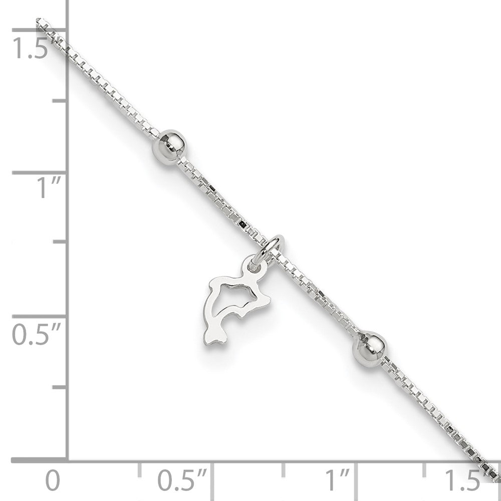 9 Inch Sterling Silver Box Chain 9In Plus 1In Dolphin Anklet