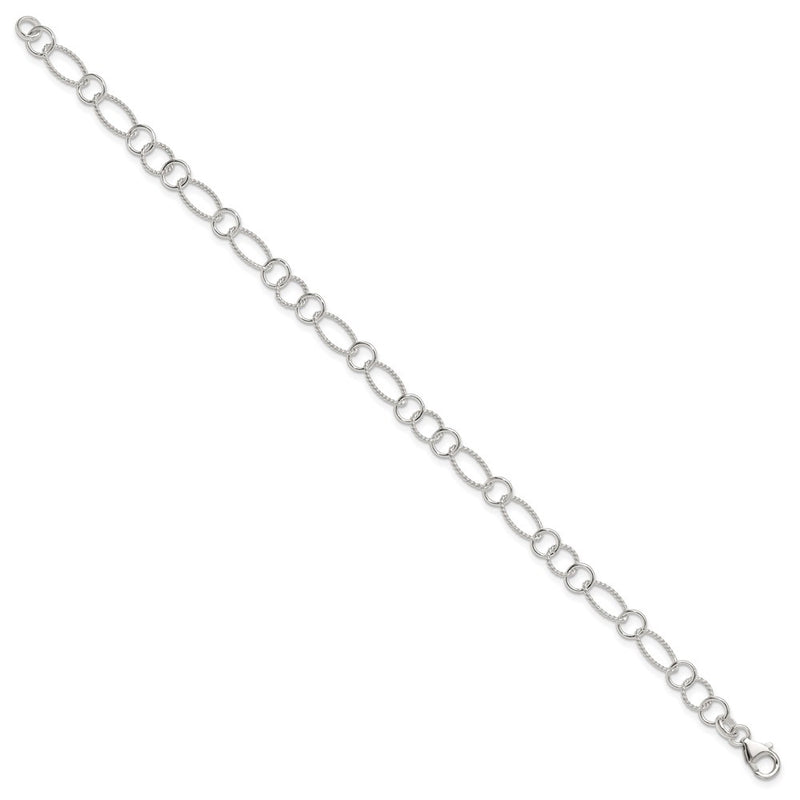Sterling Silver Fancy Link Anklet