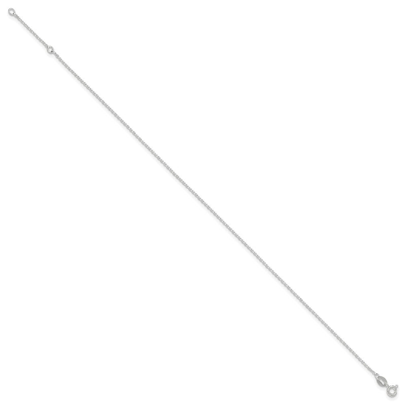 Sterling Silver 1mm Diamond-Cut 9In Plus 1In Ext. Anklet