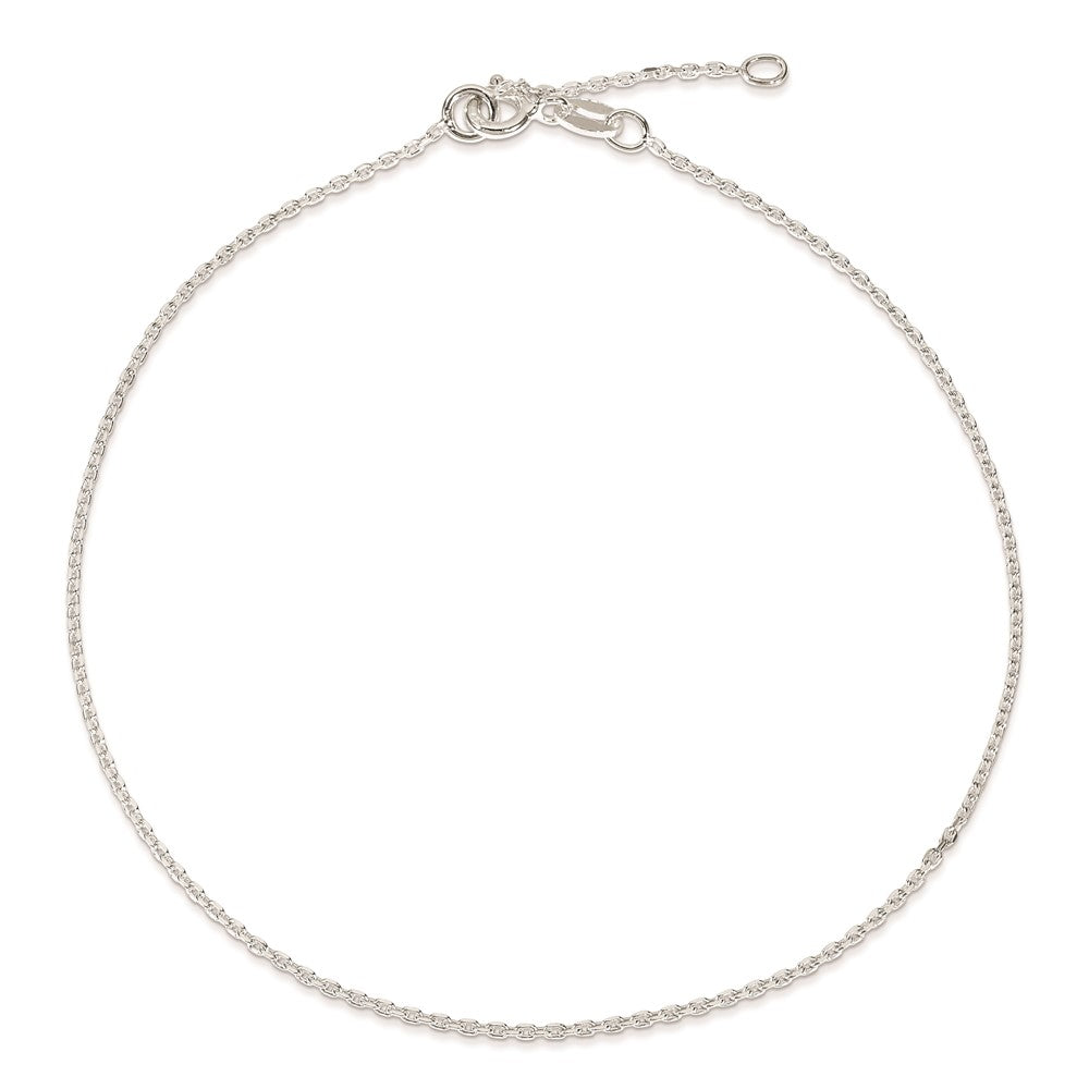 Sterling Silver 1mm Diamond-Cut 9In Plus 1In Ext. Anklet