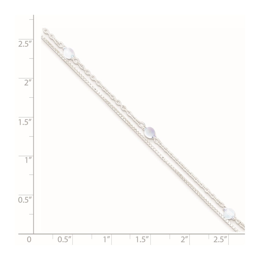 Sterling Silver Clear Crystal Beaded Anklet