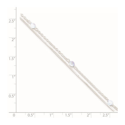 Sterling Silver Clear Crystal Beaded Anklet