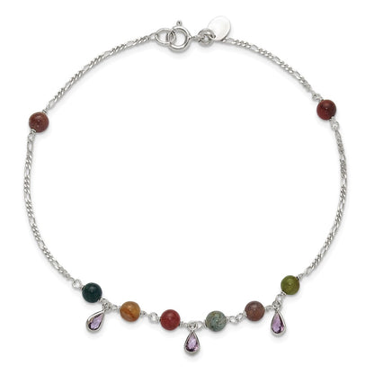 9 Inch Sterling Silver Fancy Jasper Anklet Bracelet