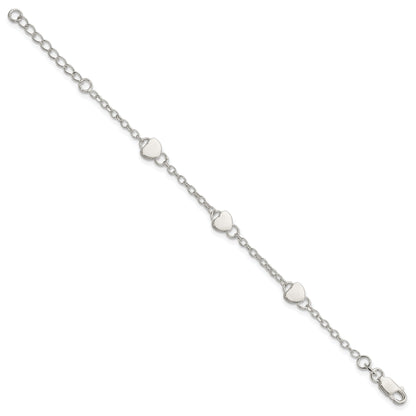 Sterling Silver Heart Childs 5 Inch Plus 1 Ext. Bracelet