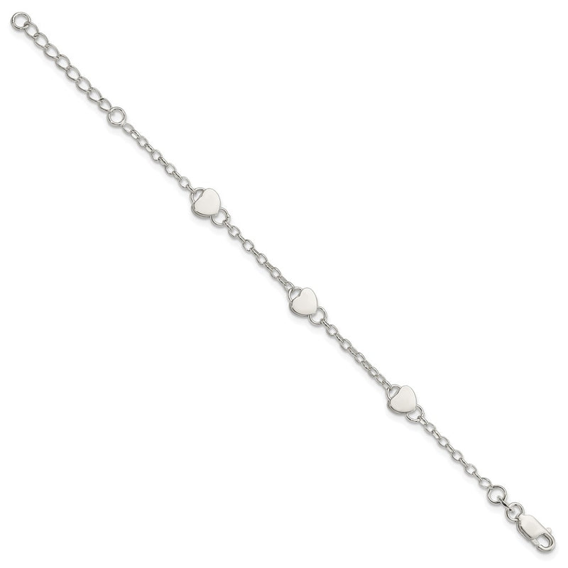 Sterling Silver Heart Childs 5 Inch Plus 1 Ext. Bracelet